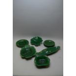 Assorted 19th/20th Century green leaf moulded plates, including Wedgwood.