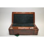 A Victorian mahogany and brass-bound table writing box.