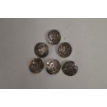 Six Victorian silver buttons