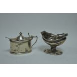 Silver mustard pot and bonbon basket