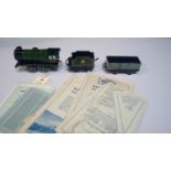 Hornby 'O' Gauge tin plate clockwork locomotive etc.