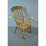 Early 20th Century ash Windsor style rocking chair