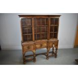 20th Century walnut display cabinet