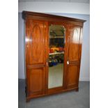 Early 20th Century mahogany three door wardrobe