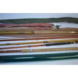 Carbotek fishing rod; and three others, various.
