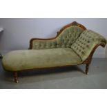 Victorian walnut show frame chaise longue