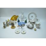 A collection of ceramics and glassware.