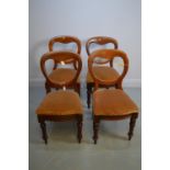 Set of four Victorian balloon back dining chairs