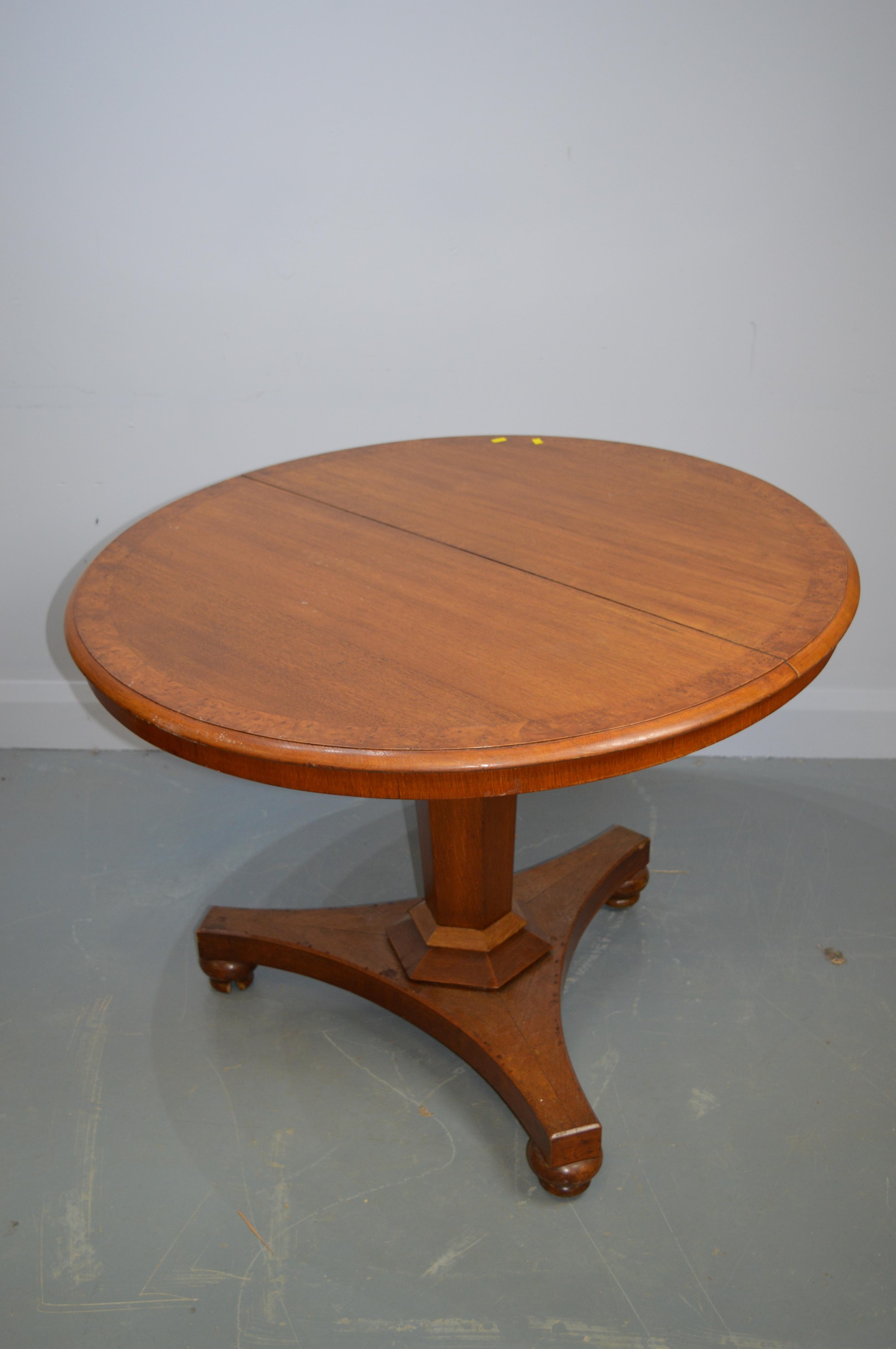 Victorian oak and pollard oak tilt-action breakfast table.