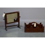 Late Victorian walnut swing mirror and a mahogany tray