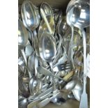 Boxed quantity of electroplate cutlery.