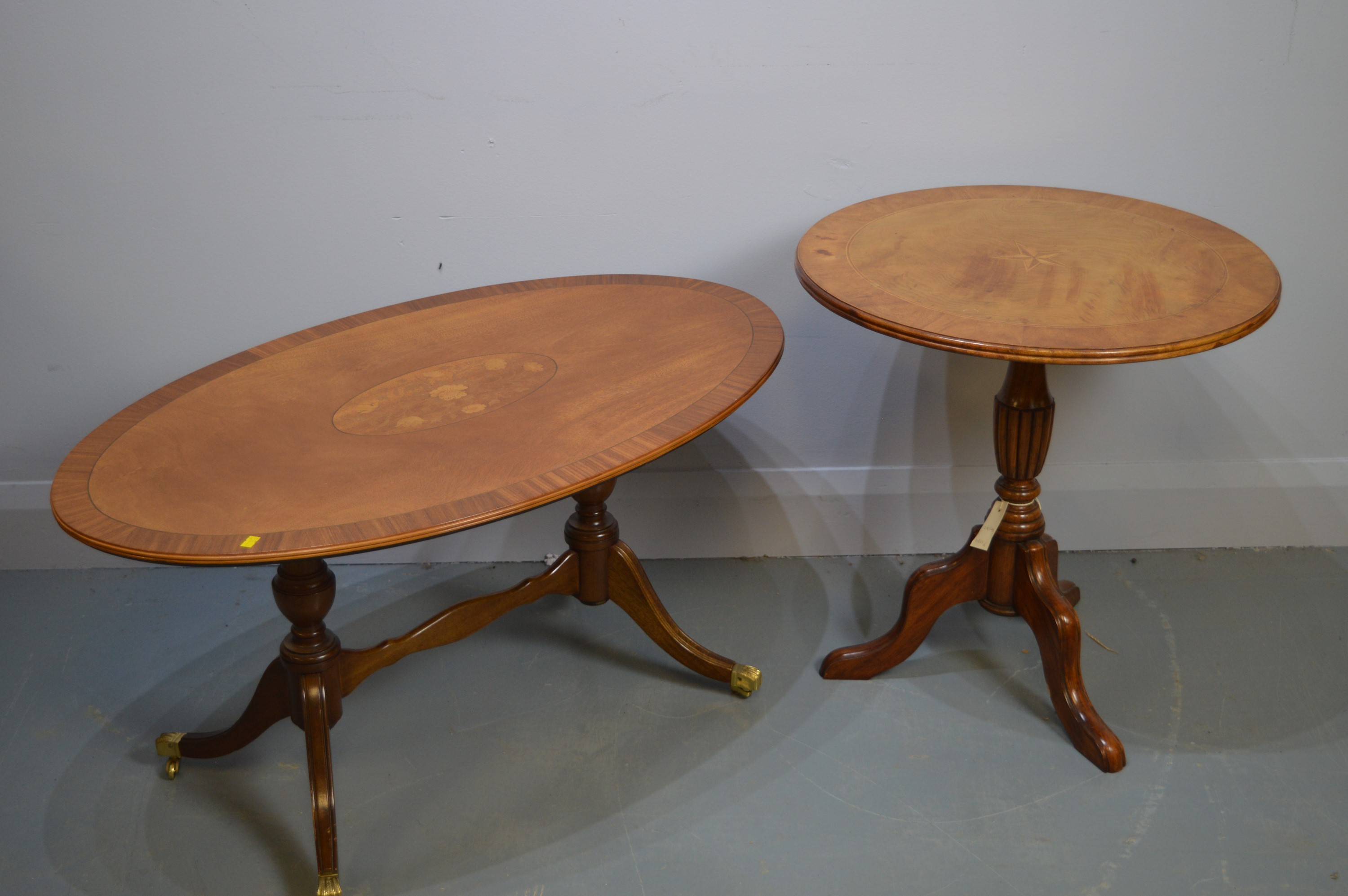 20th Century inlaid coffee table and side table