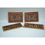 Two pairs of Chinese carved furniture panels.