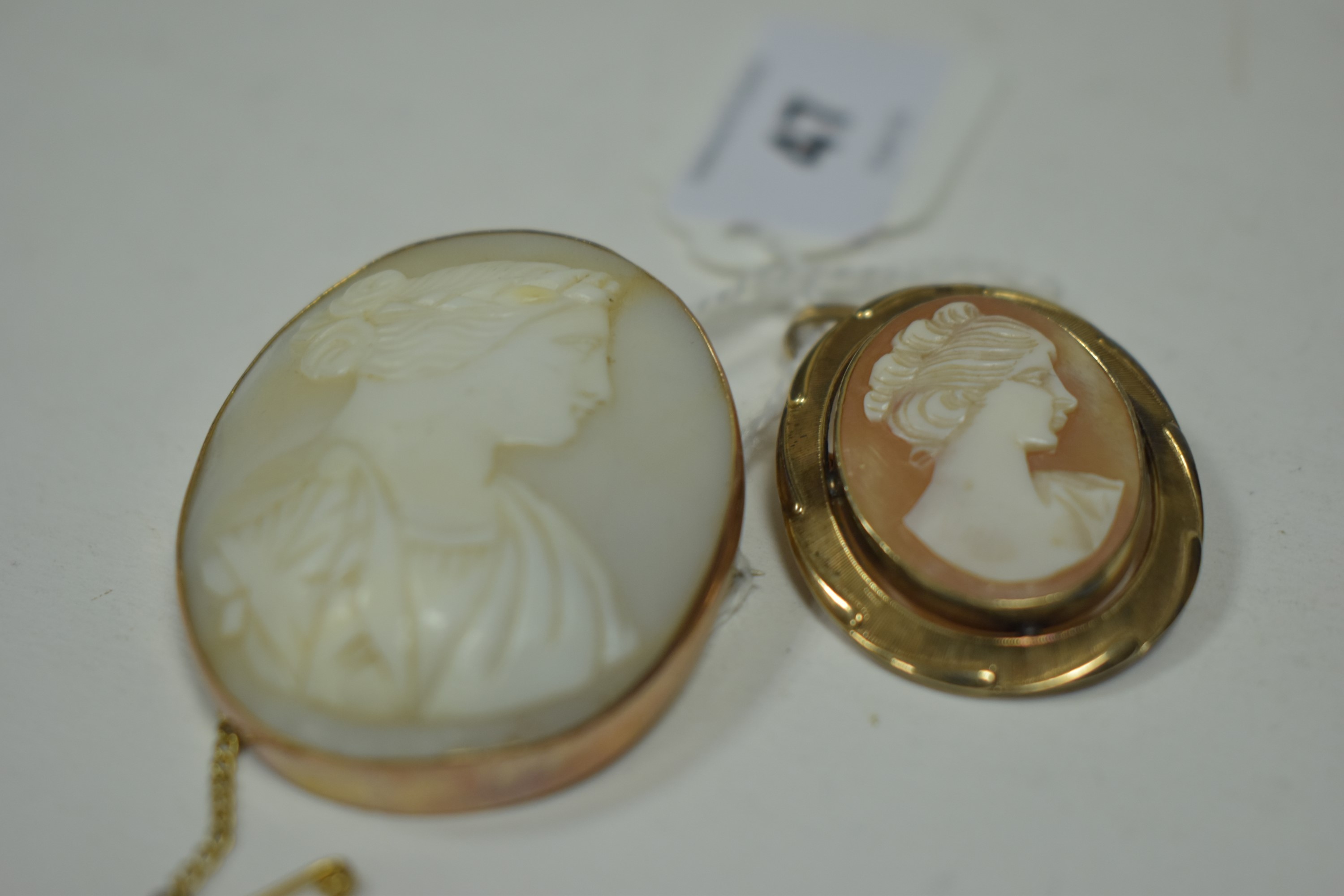 Three carved shell cameo brooches