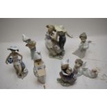 Lladro figurines, various.