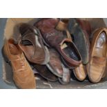 A selection of gentleman's leather and suede shoes by Tricker's and other makers.