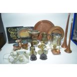 Copper and brassware; plated items; records; etc.