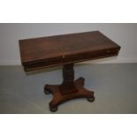 William IV rosewood card table, stamped Gillows