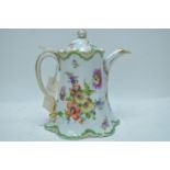 A Dresden Versailles porcelain teapot with hand-painted floral design.