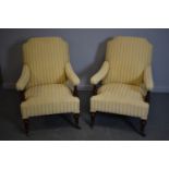 Pair of Victorian style easy armchairs