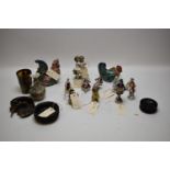 Porcelain figures; Cantonese vase; horn beaker; and other items.
