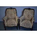Pair of Victorian mahogany armchairs