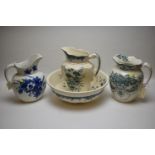 Victorian wash jug, bowl; and two further jugs.