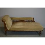 Victorian carved and stained oak framed chaise longue