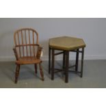 20th Century brass top Islamic hexagonal table and children's chair