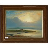 *** Harmsworth , Sunset over Shoreham, indistinctly signed, oil on board, 37 x 49cms, in frame.