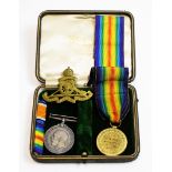 British War Med, Victory Medal and Royal Artillery cap badge.