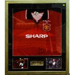 Eric Cantona 1996 FA Cup signed Manchester United shirt.