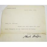 Charlie Chaplin signed letter.