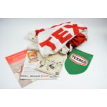 Large Texaco flag, and three advertising cards for BP, Mobiloil, and Texaco etc (5)