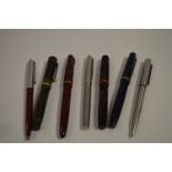 Seven assorted Parker pens