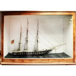 Early 20th Century model of a three-masted sailing ship.