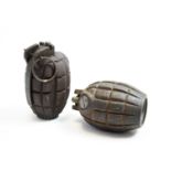 Two No.5 mark I Mills deactivated grenades, gas detecting scarf, etc