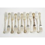 Twelve silver table forks