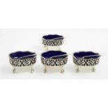 Set of four silver table salts, by John Langford II & John Sebille