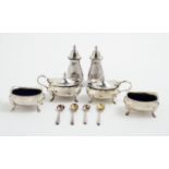 Silver condiment set, by Robert Pringle