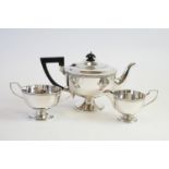 Three piece silver tea service, by Walker & Hall