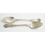 A pair of silver gravy spoons, by Mary Chawner