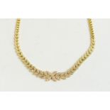 Diamond leaf pattern necklace