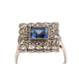 A sapphire and diamond cluster ring