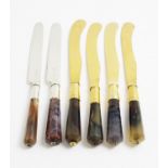 Six agate handled knives