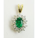 Emerald and diamond pendant