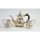 Indian three-piece white metal tea service