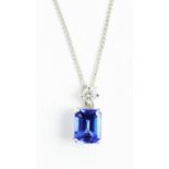 Tanzanite and diamond pendant