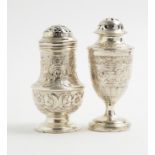 George III silver pepperette, by Samuel Wood; and another