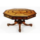 Victorian Howard & Sons oak and parquetry octagonal centre table